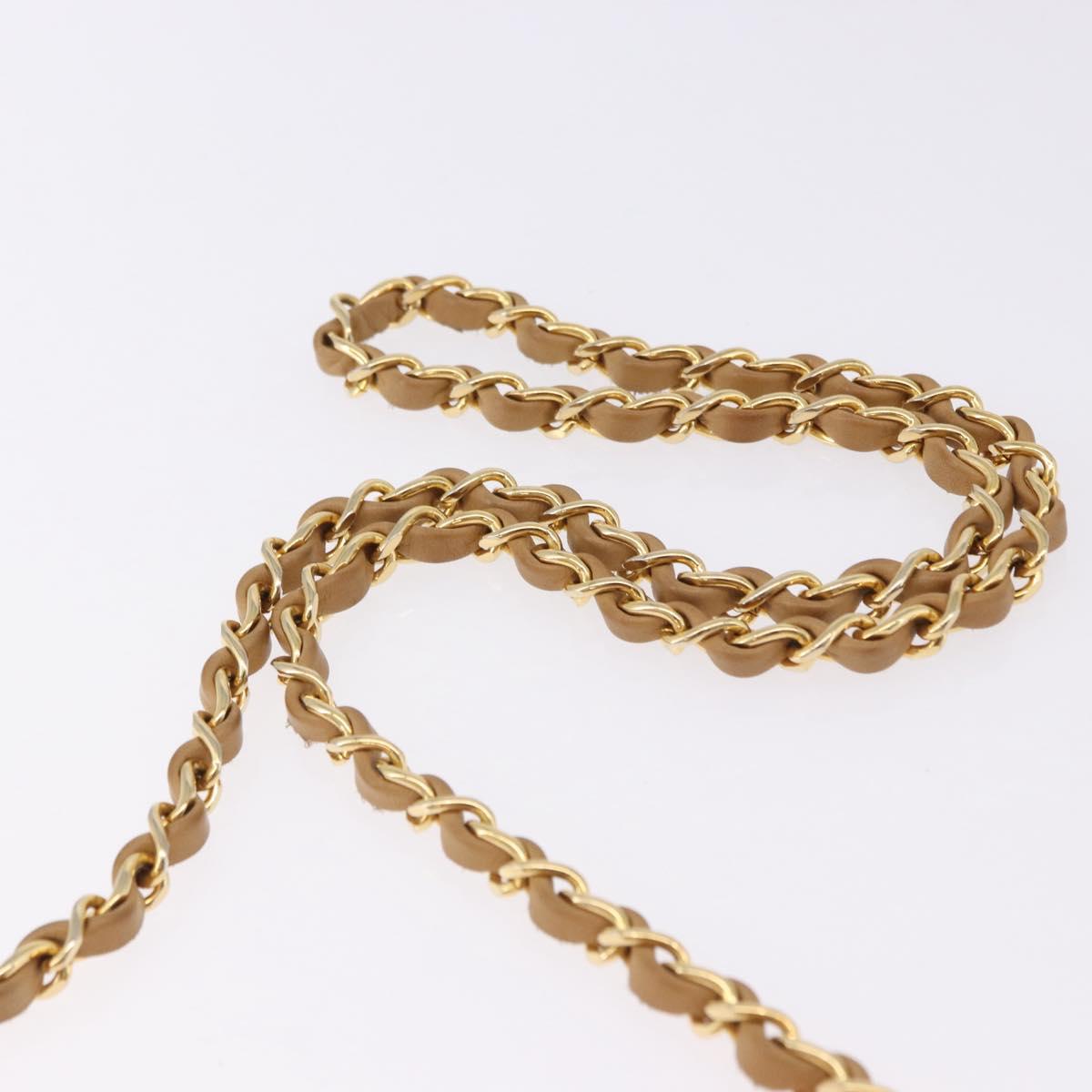 CHANEL Matelasse Chain Shoulder Bag Lamb Skin Beige Gold CC Auth ka5647V