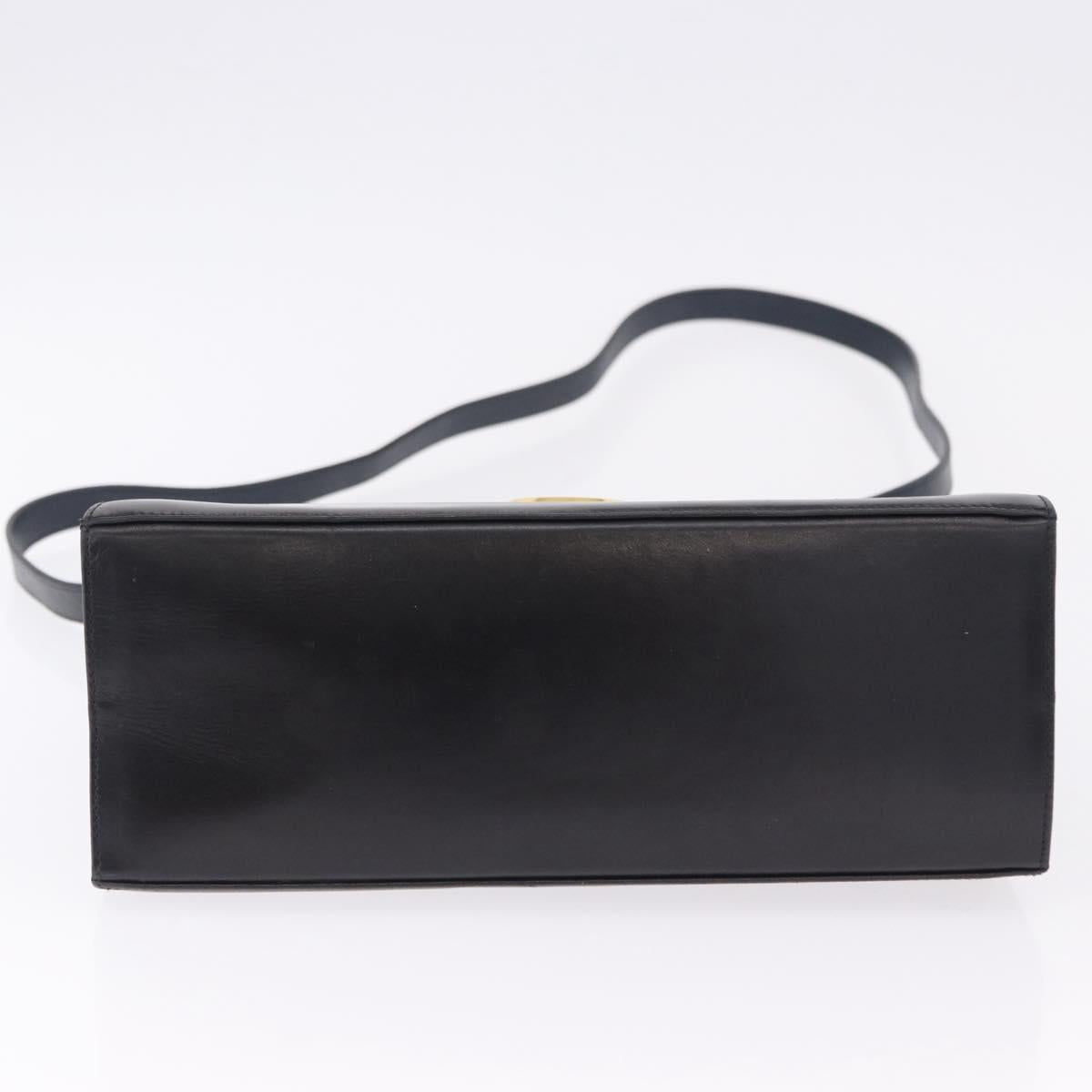Salvatore Ferragamo Gancini Hand Bag Leather 2way Navy Gold Auth ka5648