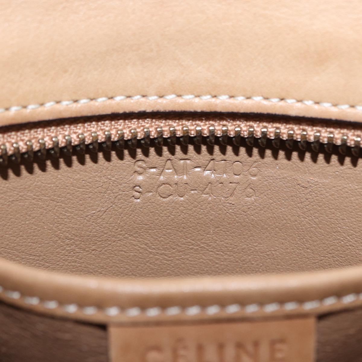 CELINE Luggage Nano Hand Bag Leather Suede 2way Beige Gold Auth ka5649A