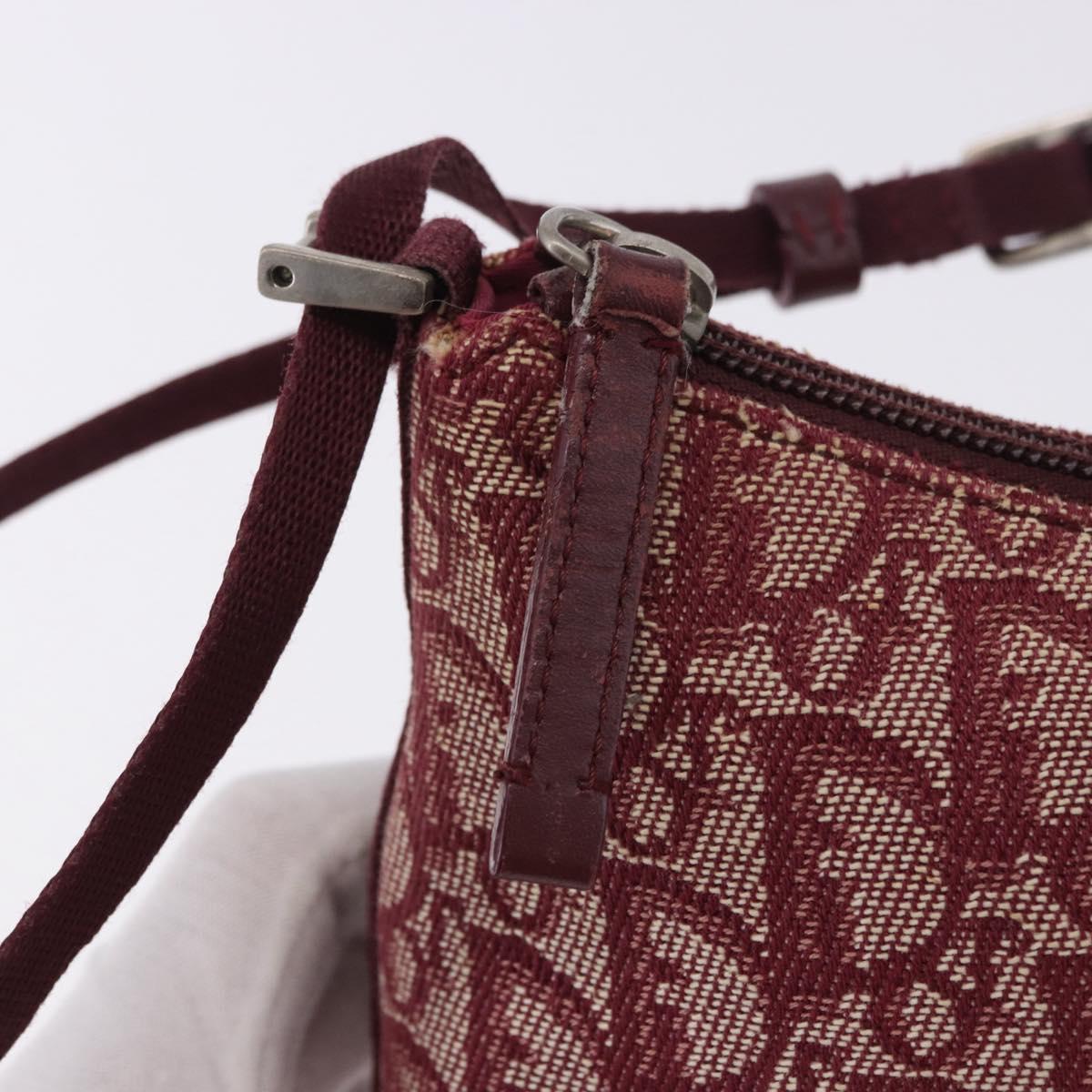 Christian Dior Trotter Canvas Accessory Pouch Red Silver Auth ka5653
