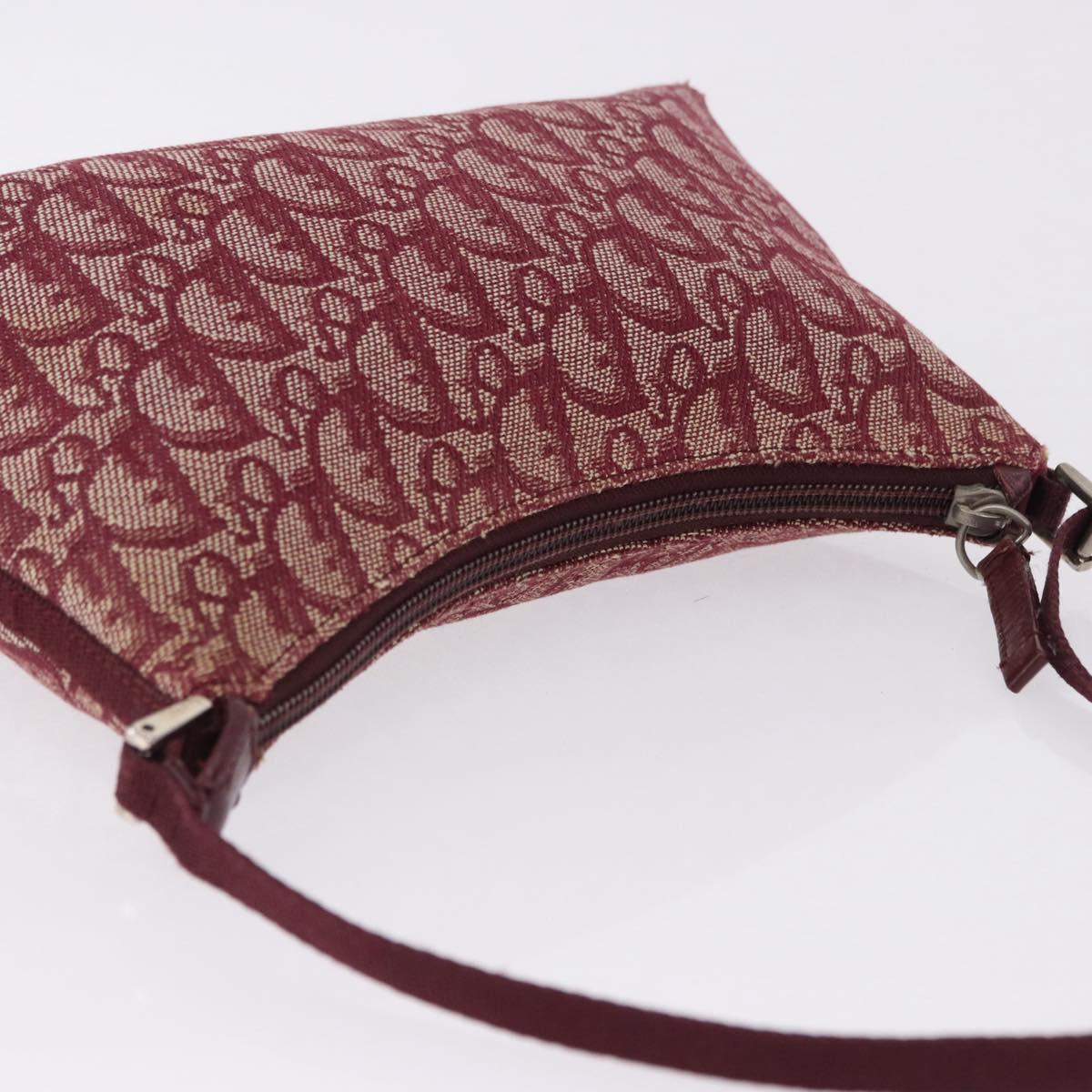 Christian Dior Trotter Canvas Accessory Pouch Red Silver Auth ka5653