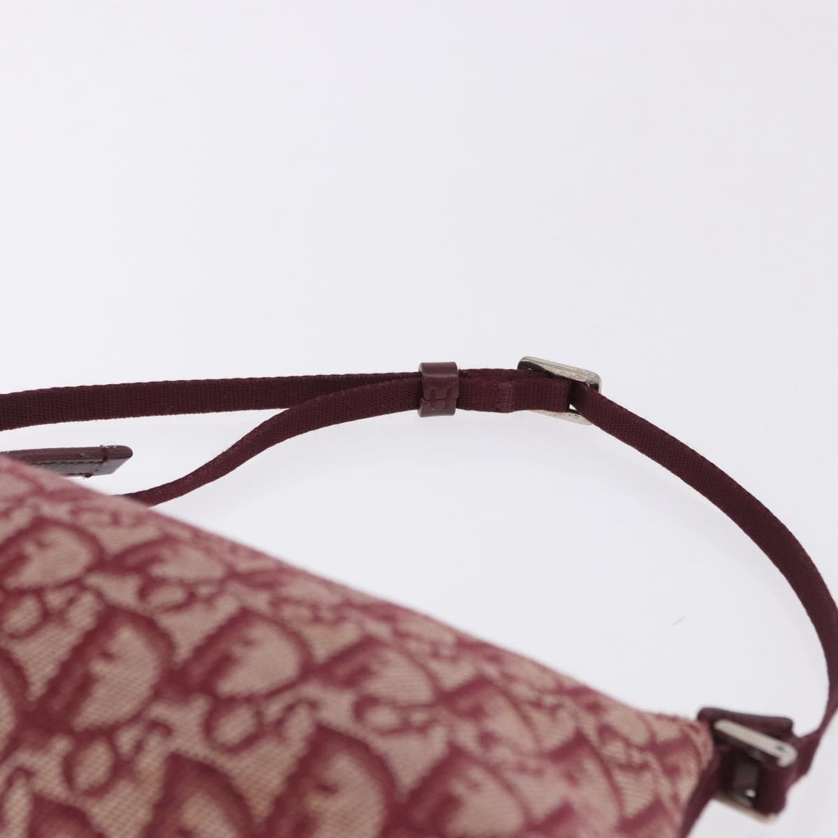 Christian Dior Trotter Canvas Accessory Pouch Red Silver Auth ka5653