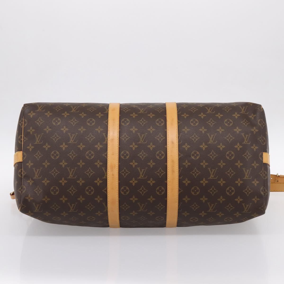 LOUIS VUITTON Monogram Keepall Bandouliere 55 Boston Bag M41414 LV Auth ka5656A