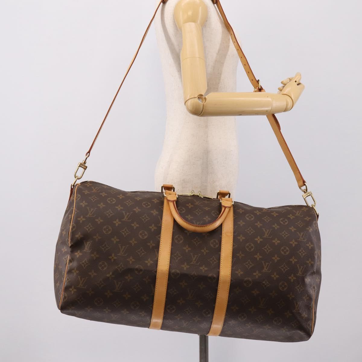 LOUIS VUITTON Monogram Keepall Bandouliere 55 Boston Bag M41414 LV Auth ka5656A