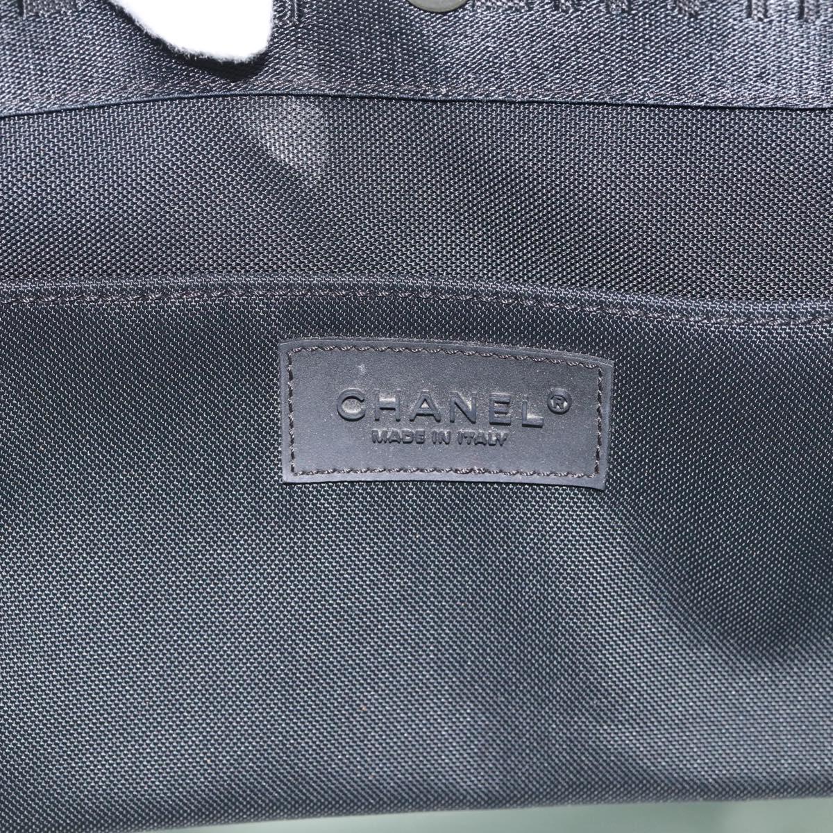 CHANEL Sports High Summer Hand Bag Nylon Black Silver CC Auth ka5657V
