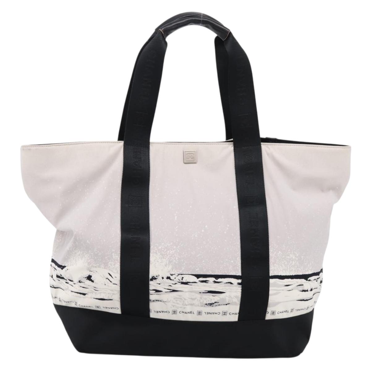 CHANEL Sports High Summer Hand Bag Nylon Black Silver CC Auth ka5657V