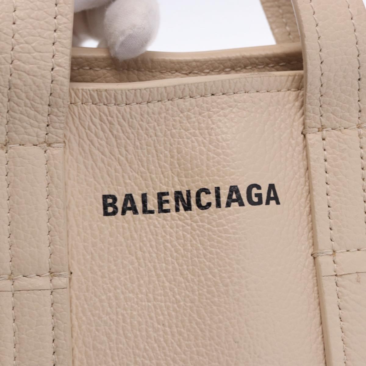 BALENCIAGA Everyday XS Tote Bag Leather Ivory Silver 672793 Auth ka5663A