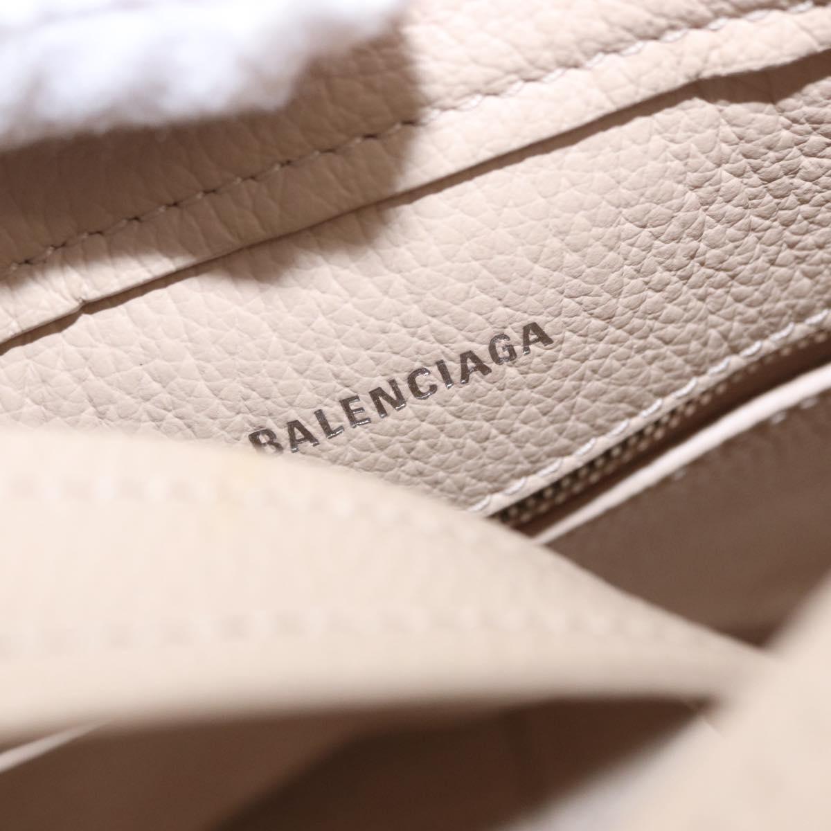 BALENCIAGA Everyday XS Tote Bag Leather Ivory Silver 672793 Auth ka5663A