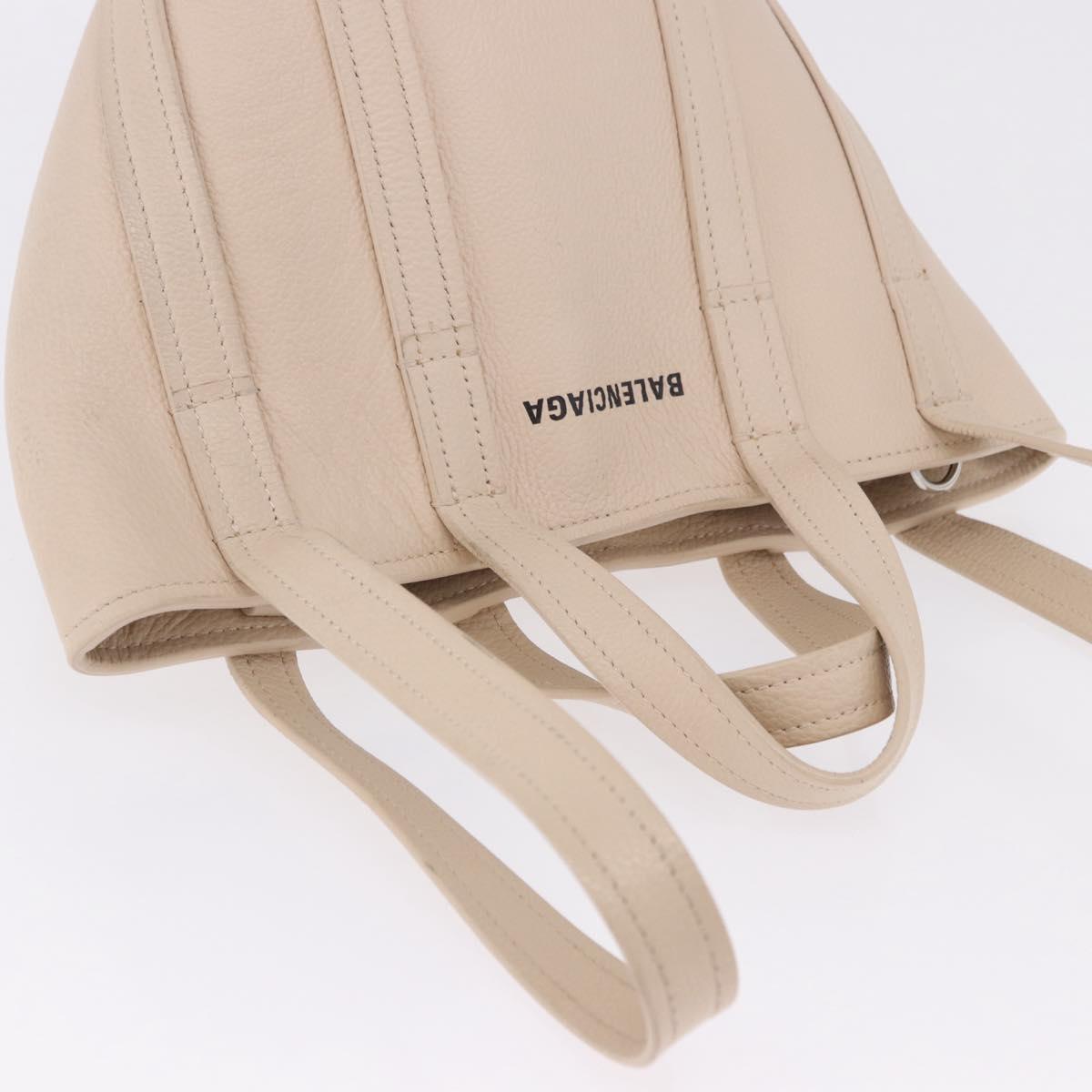 BALENCIAGA Everyday XS Tote Bag Leather Ivory Silver 672793 Auth ka5663A