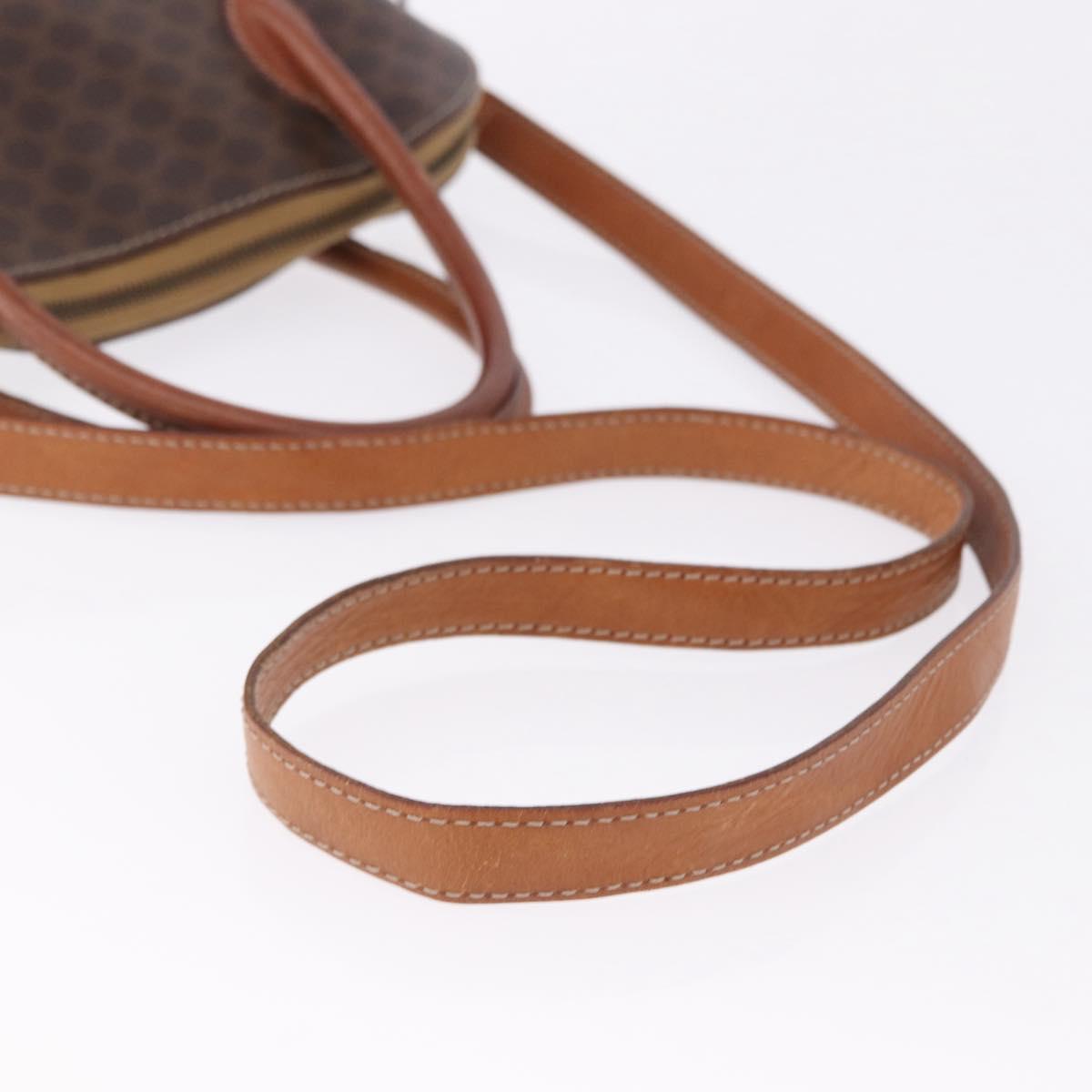 CELINE Macadam Canvas Hand Bag PVC Leather 2way Brown Gold Auth ka5664