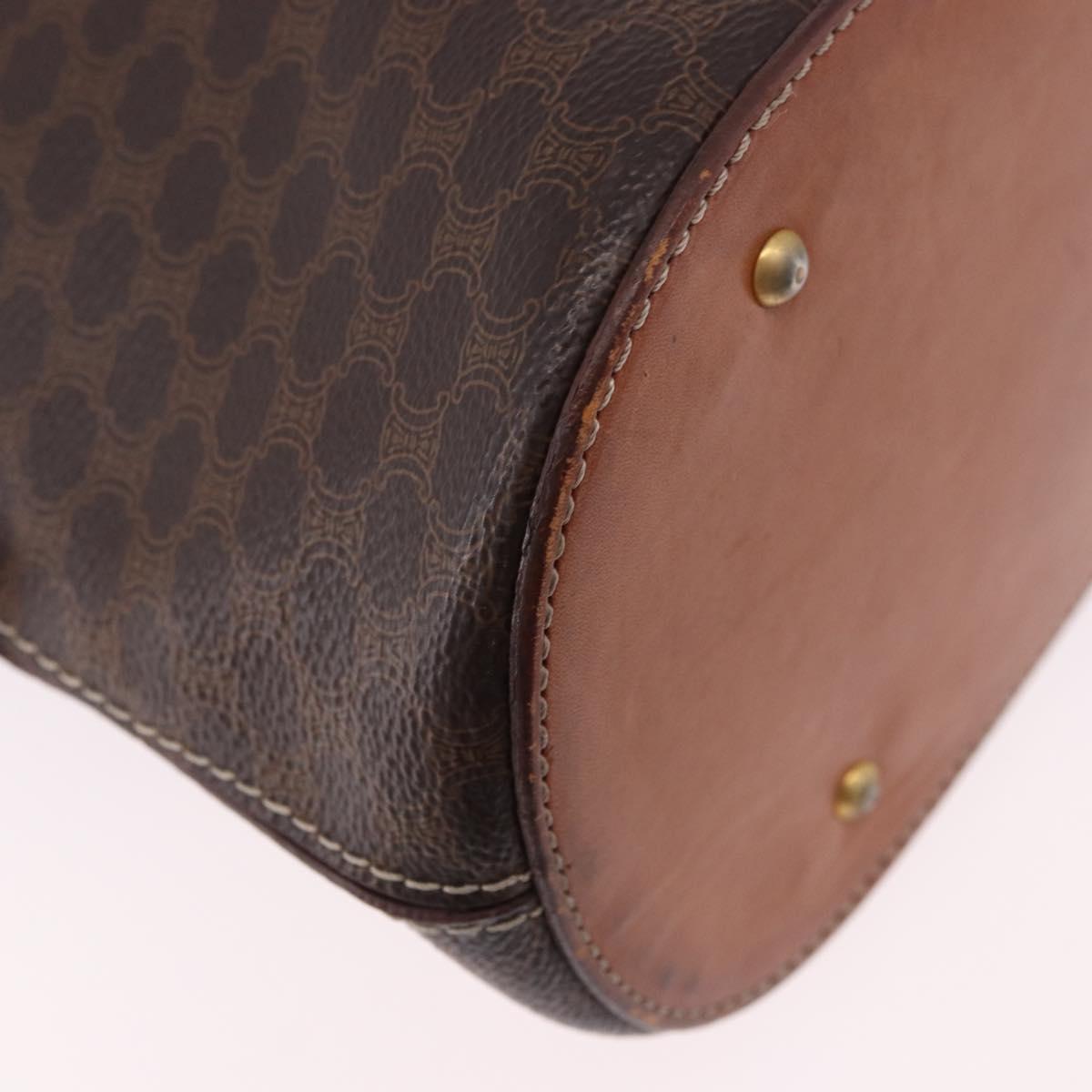 CELINE Macadam Canvas Hand Bag PVC Leather 2way Brown Gold Auth ka5664