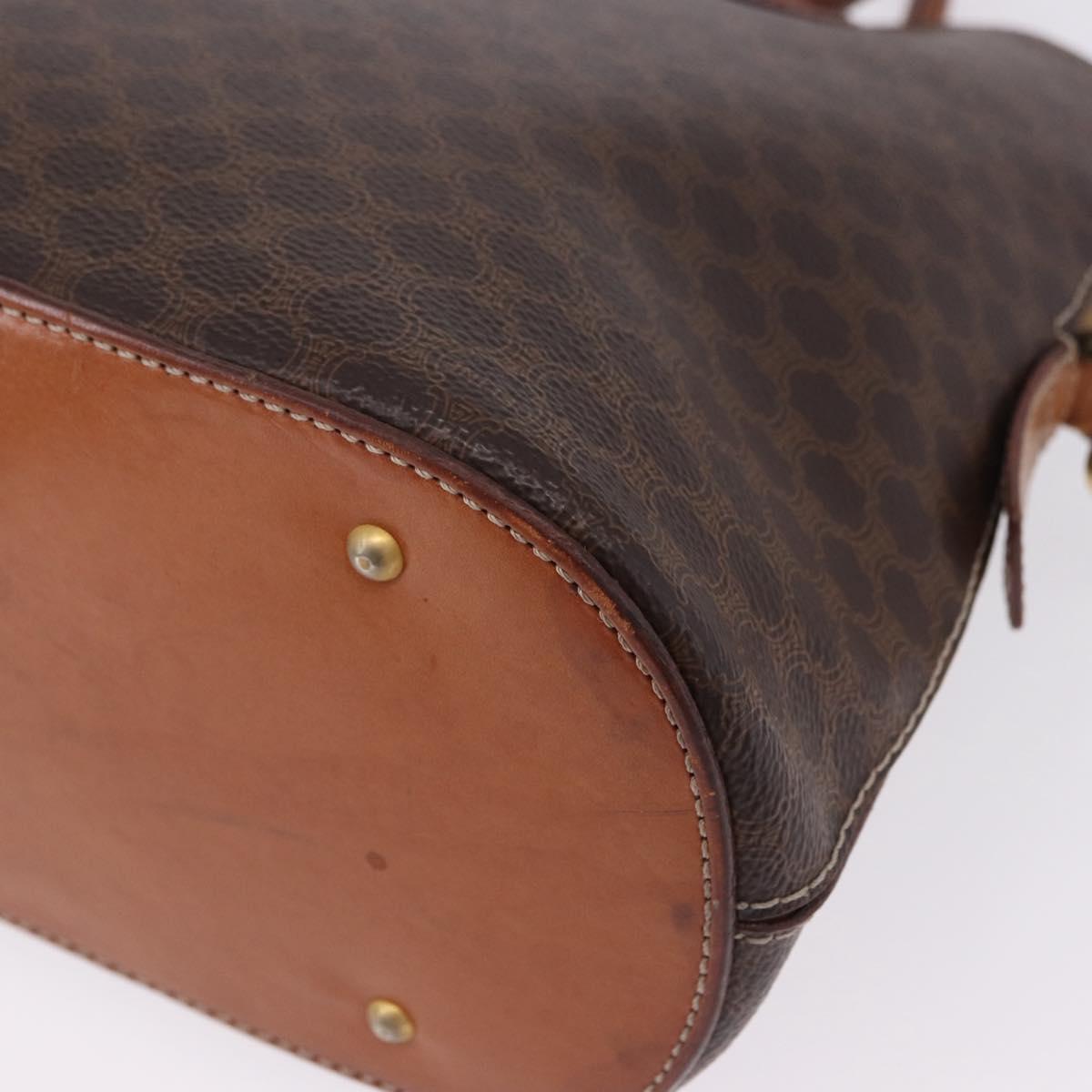 CELINE Macadam Canvas Hand Bag PVC Leather 2way Brown Gold Auth ka5664