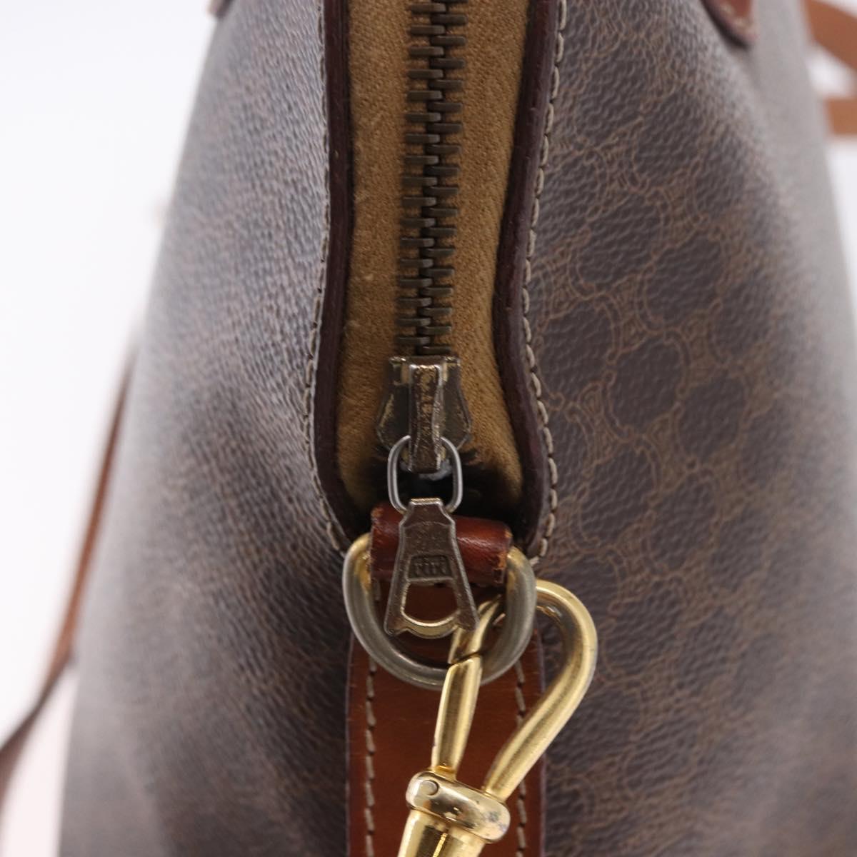 CELINE Macadam Canvas Hand Bag PVC Leather 2way Brown Gold Auth ka5664