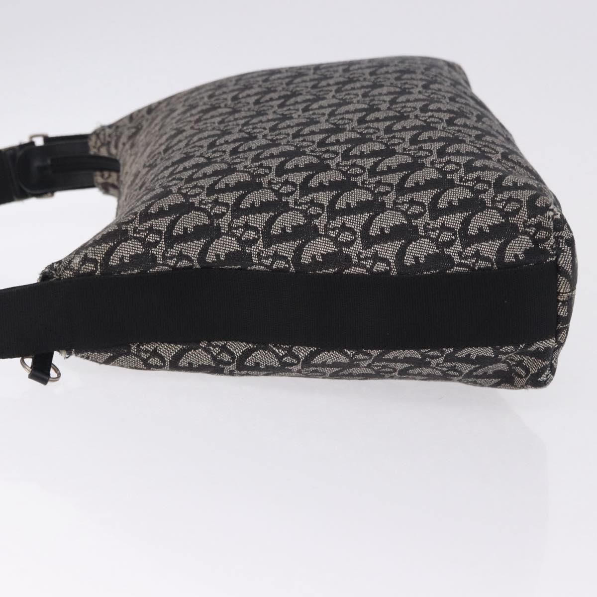 Christian Dior Trotter Canvas Shoulder Bag Black Silver Auth ka5665