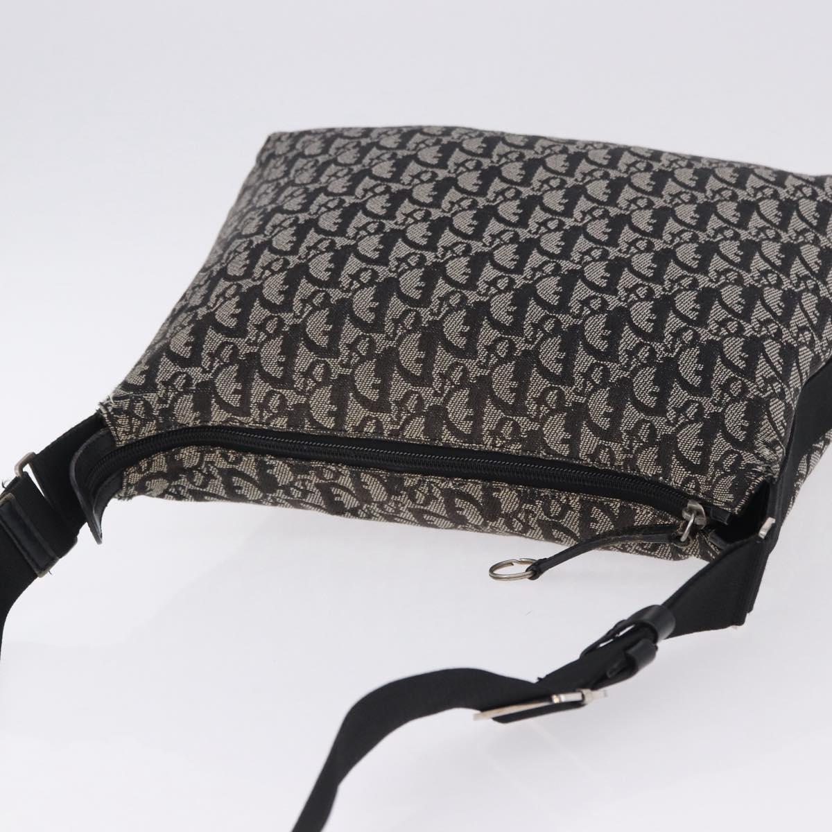 Christian Dior Trotter Canvas Shoulder Bag Black Silver Auth ka5665