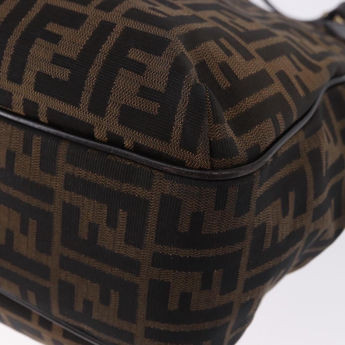FENDI Zucca Canvas Tote Bag Brown Black Auth ka5668