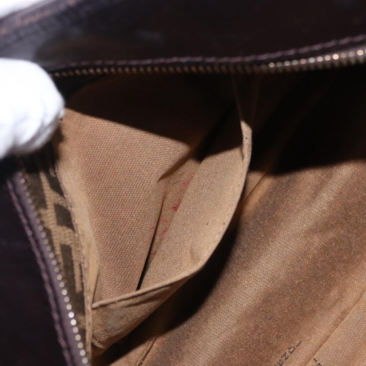 FENDI Zucca Canvas Tote Bag Brown Black Auth ka5668