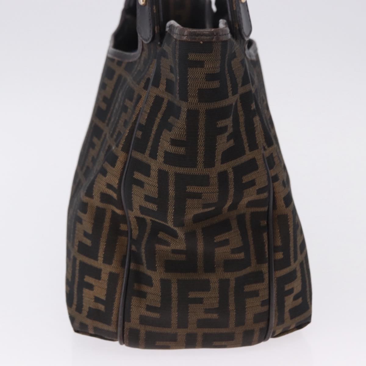 FENDI Zucca Canvas Tote Bag Brown Black Auth ka5668