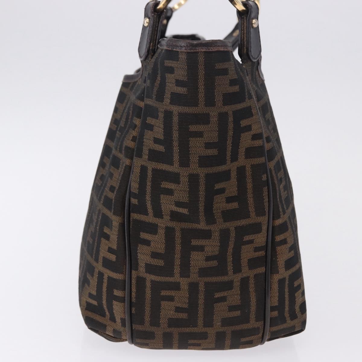 FENDI Zucca Canvas Tote Bag Brown Black Auth ka5668
