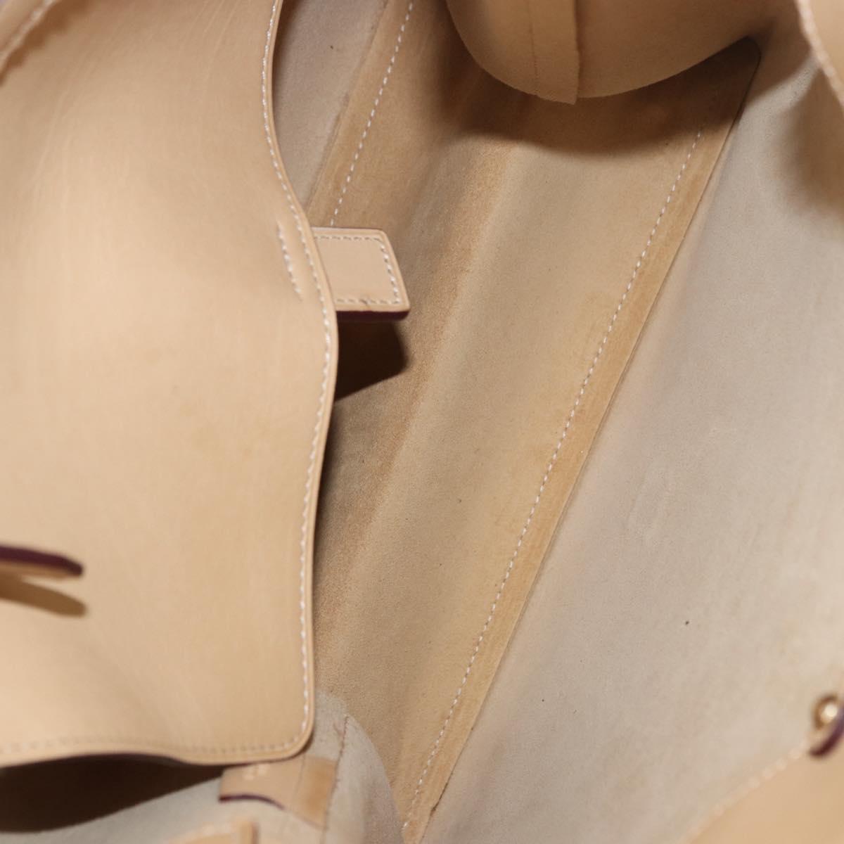 LOEWE Hand Bag Leather Beige Gold Auth ka5669V