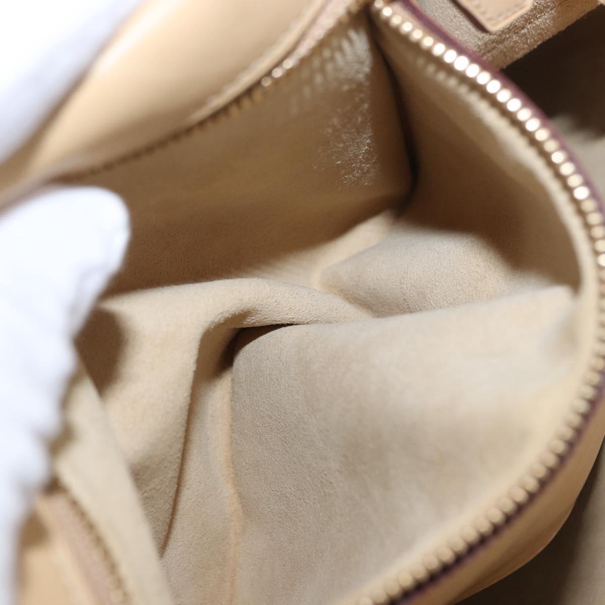 LOEWE Hand Bag Leather Beige Gold Auth ka5669V