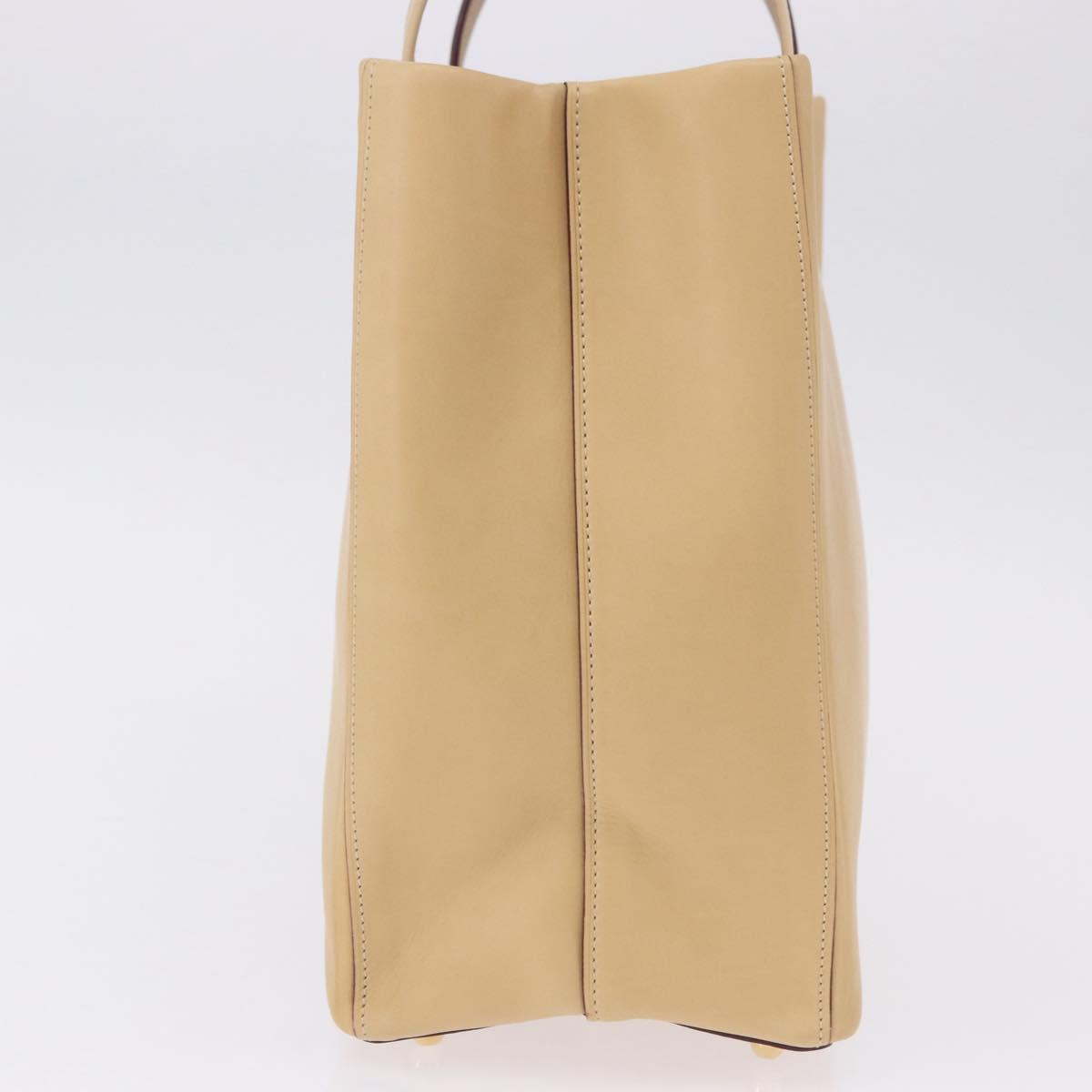 LOEWE Hand Bag Leather Beige Gold Auth ka5669V