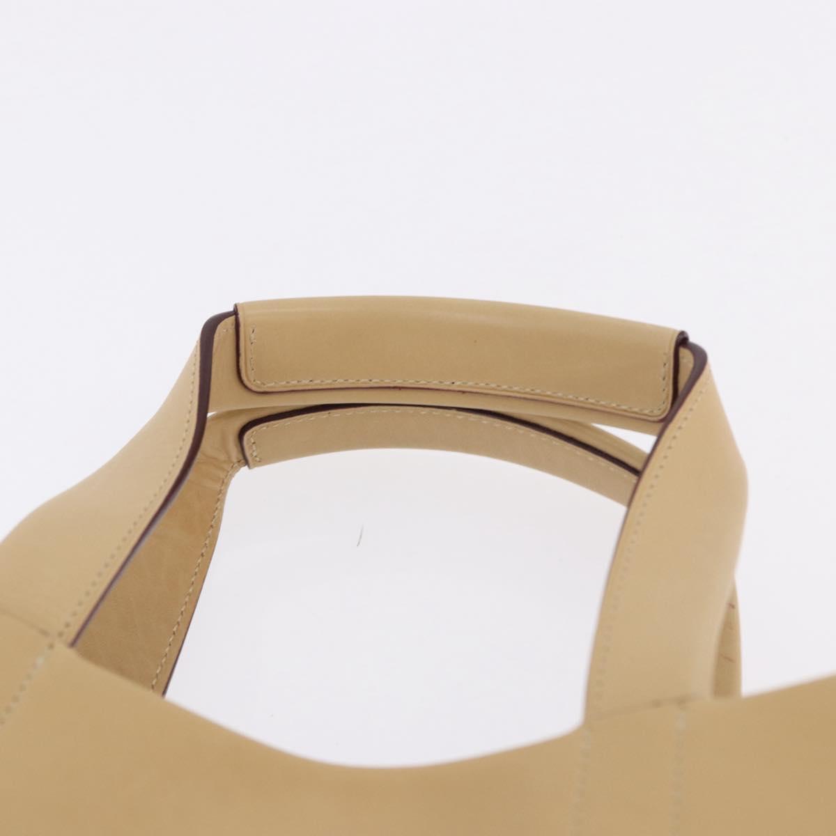 LOEWE Hand Bag Leather Beige Gold Auth ka5669V