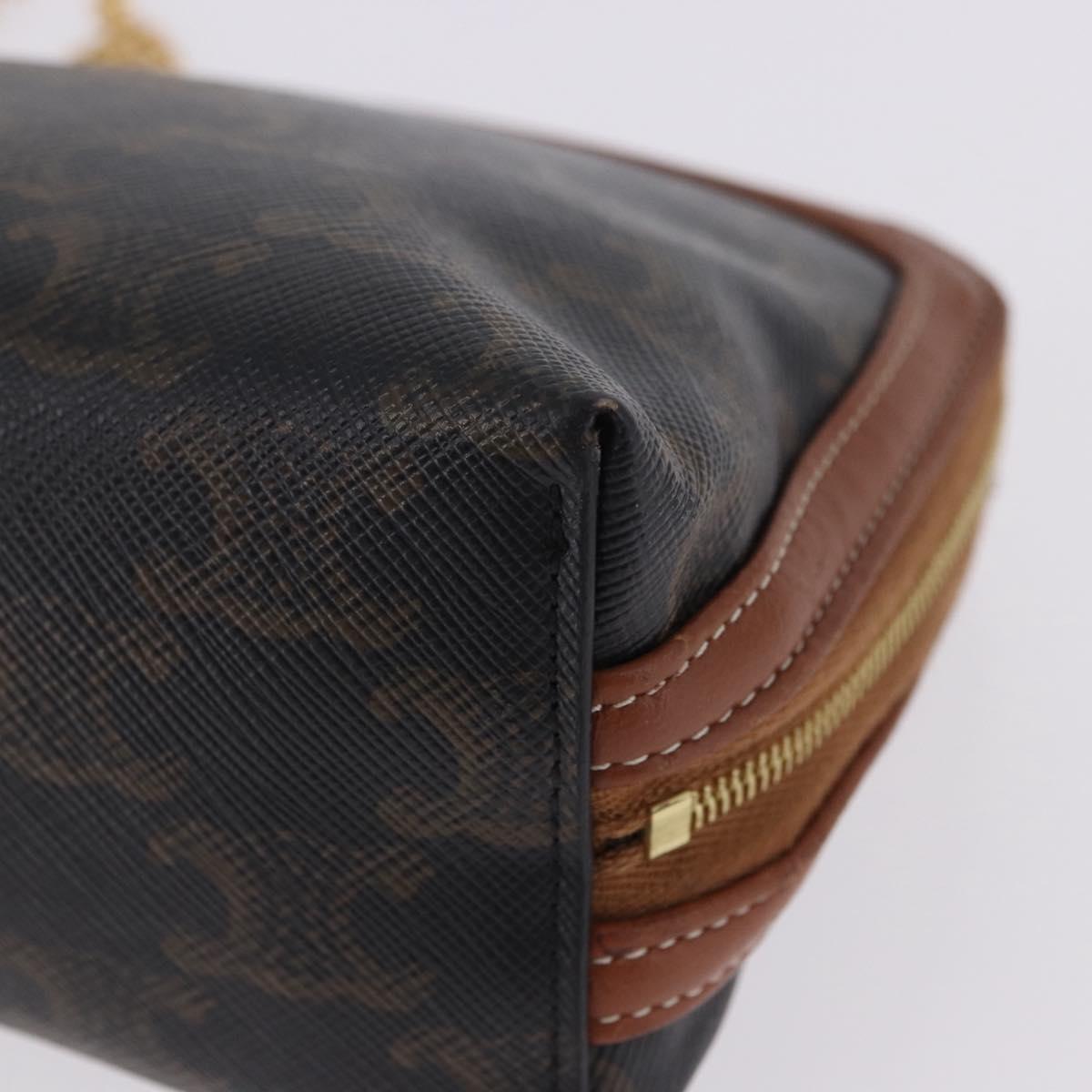 CELINE Triomphe Chain Shoulder Pouch PVC Black Gold Auth ka5670A