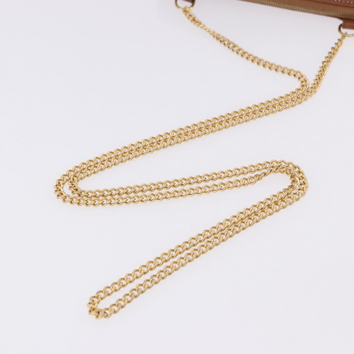 CELINE Triomphe Chain Shoulder Pouch PVC Black Gold Auth ka5670A