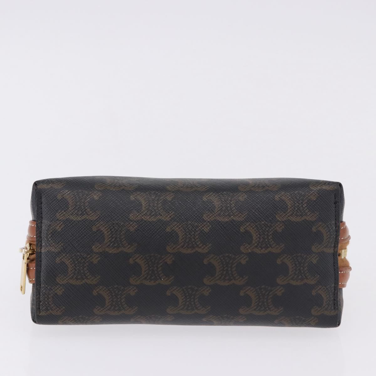 CELINE Triomphe Chain Shoulder Pouch PVC Black Gold Auth ka5670A