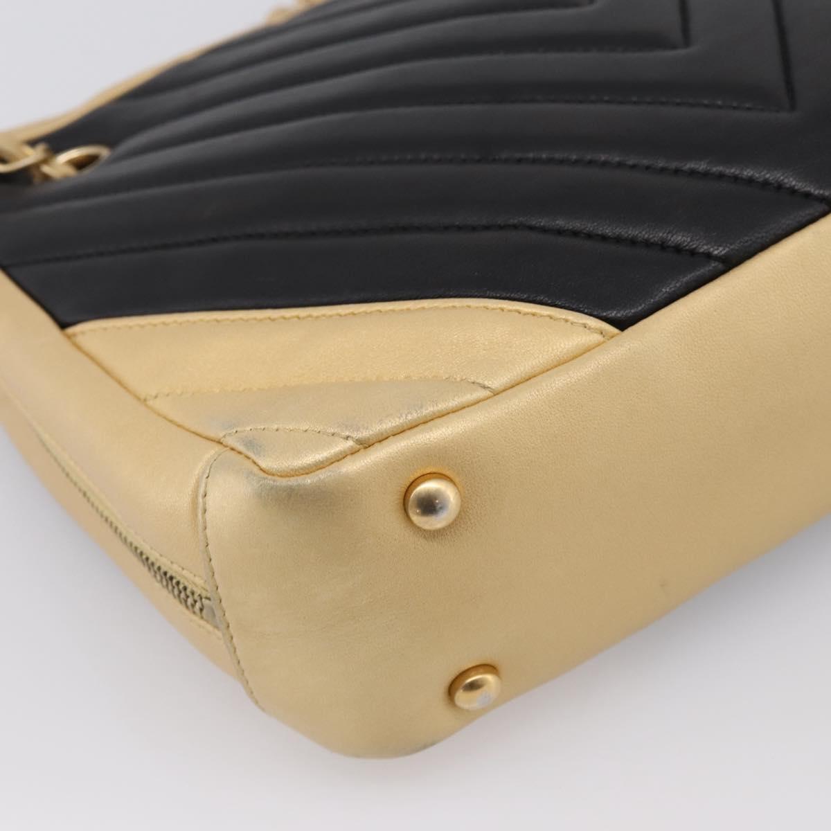 CHANEL V Stitch Chain Shoulder Bag Lamb Skin Beige Gold CC Auth ka5675V