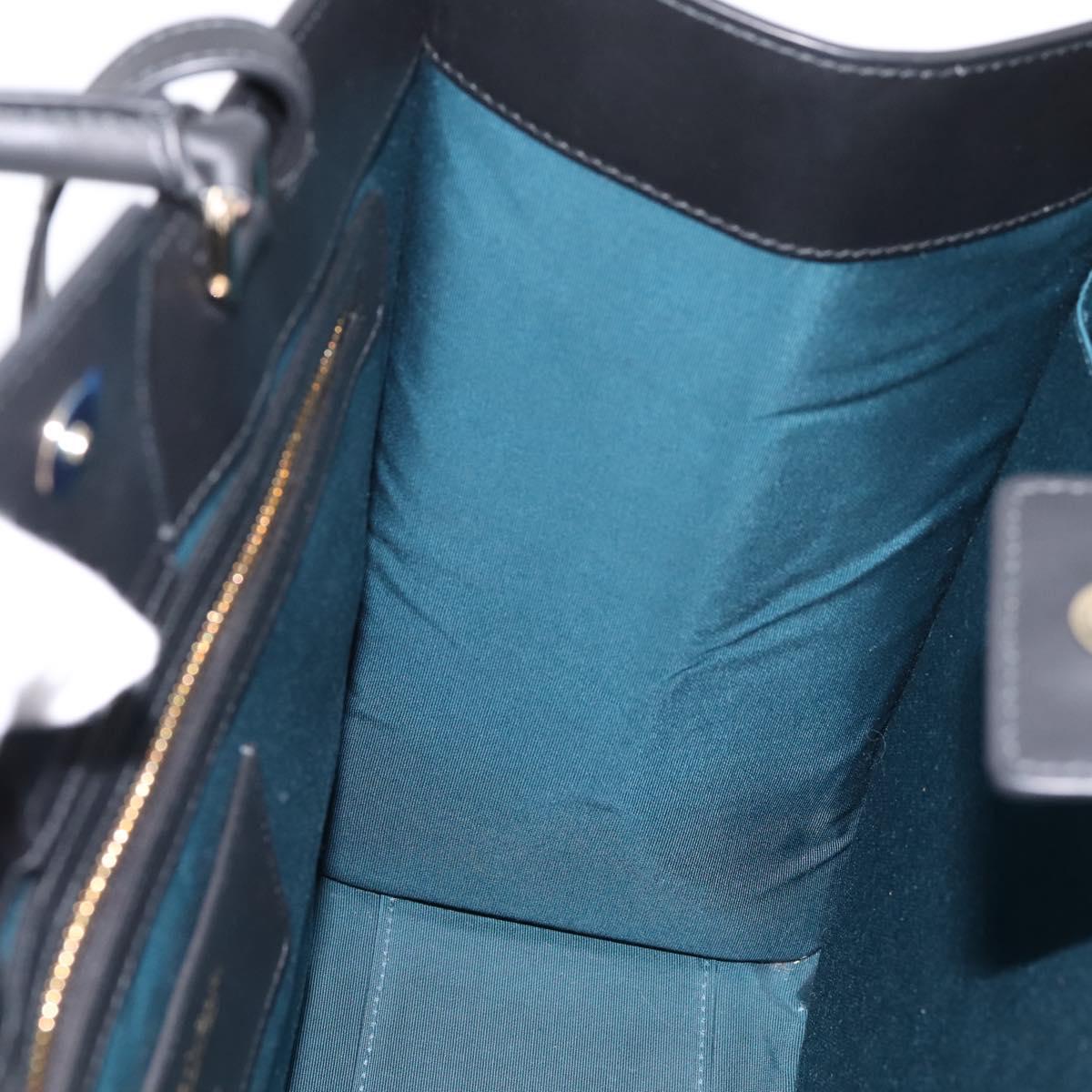 BVLGARI Tote Bag Leather 2way Black Gold Auth ka5676V