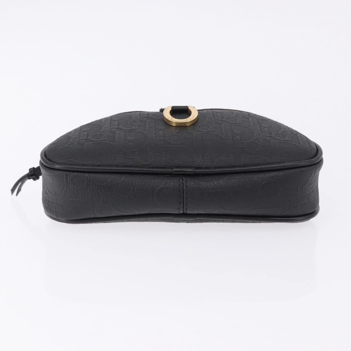 Christian Dior Trotter Canvas Accessory Pouch PVC Black Gold Auth ka5677A