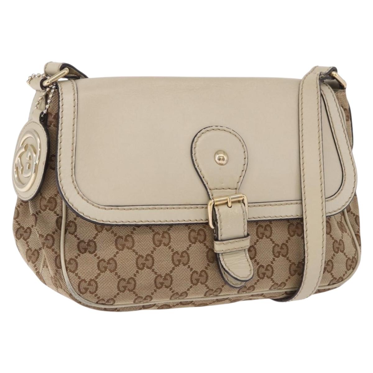 GUCCI GG Canvas Shoulder Bag Beige Gold 308452 Auth ka5680