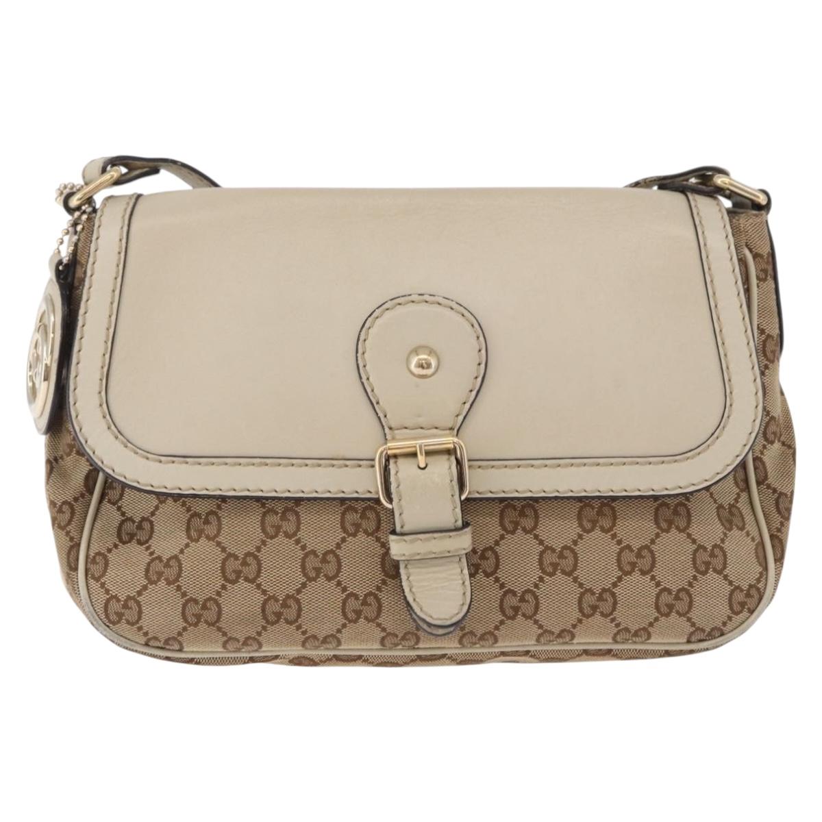 GUCCI GG Canvas Shoulder Bag Beige Gold 308452 Auth ka5680