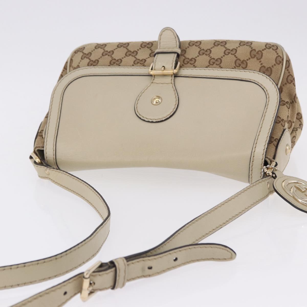 GUCCI GG Canvas Shoulder Bag Beige Gold 308452 Auth ka5680