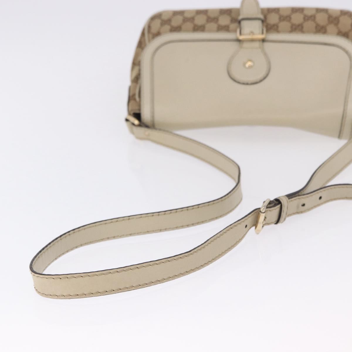 GUCCI GG Canvas Shoulder Bag Beige Gold 308452 Auth ka5680