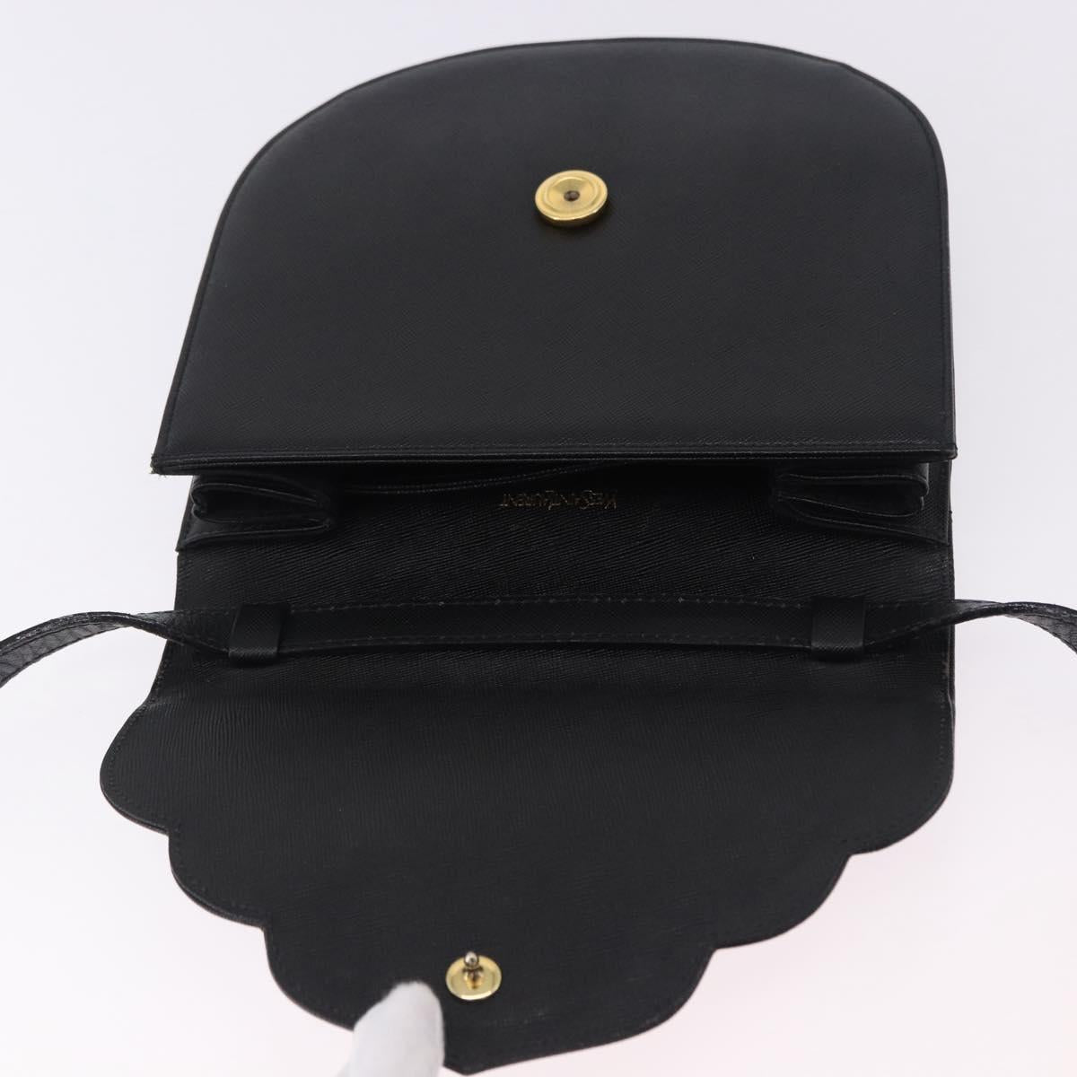 SAINT LAURENT Shoulder Bag Leather Black Gold Auth ka5683