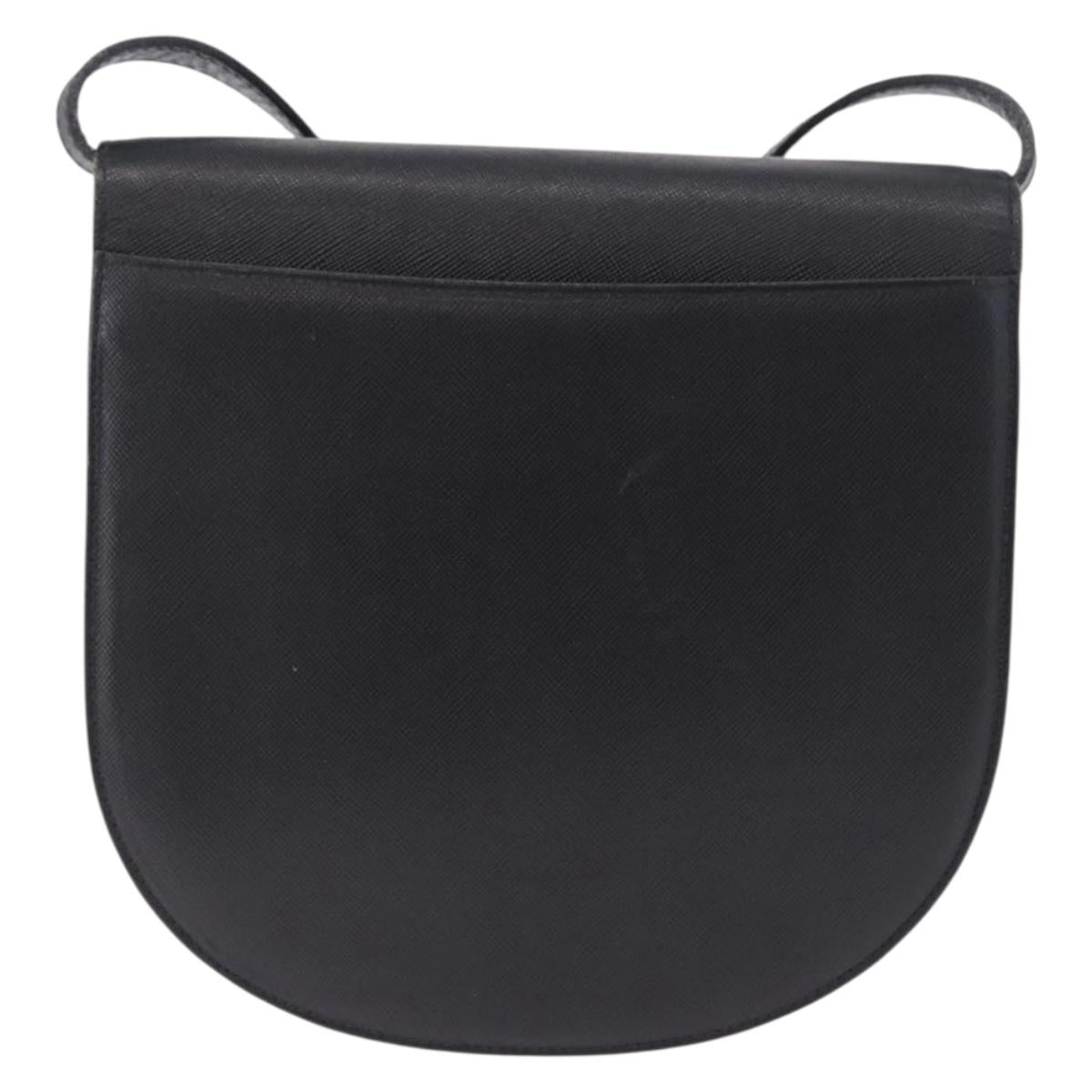 SAINT LAURENT Shoulder Bag Leather Black Gold Auth ka5683