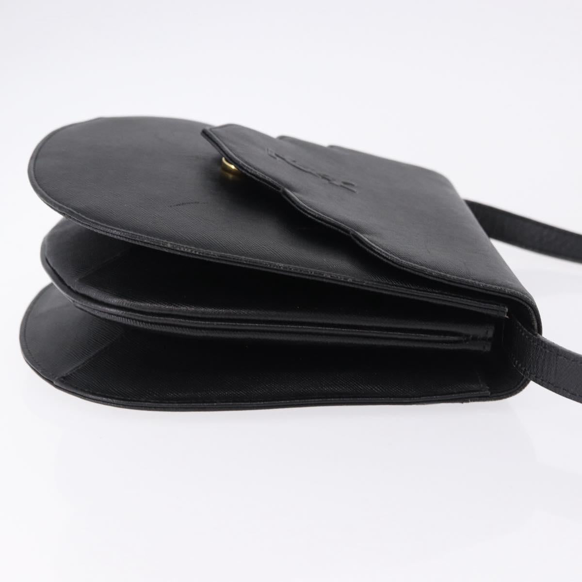 SAINT LAURENT Shoulder Bag Leather Black Gold Auth ka5683
