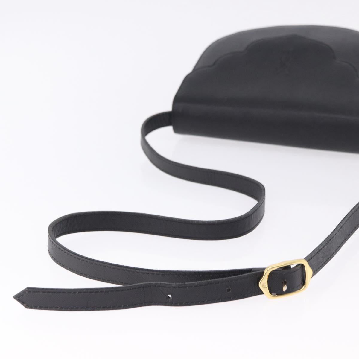 SAINT LAURENT Shoulder Bag Leather Black Gold Auth ka5683