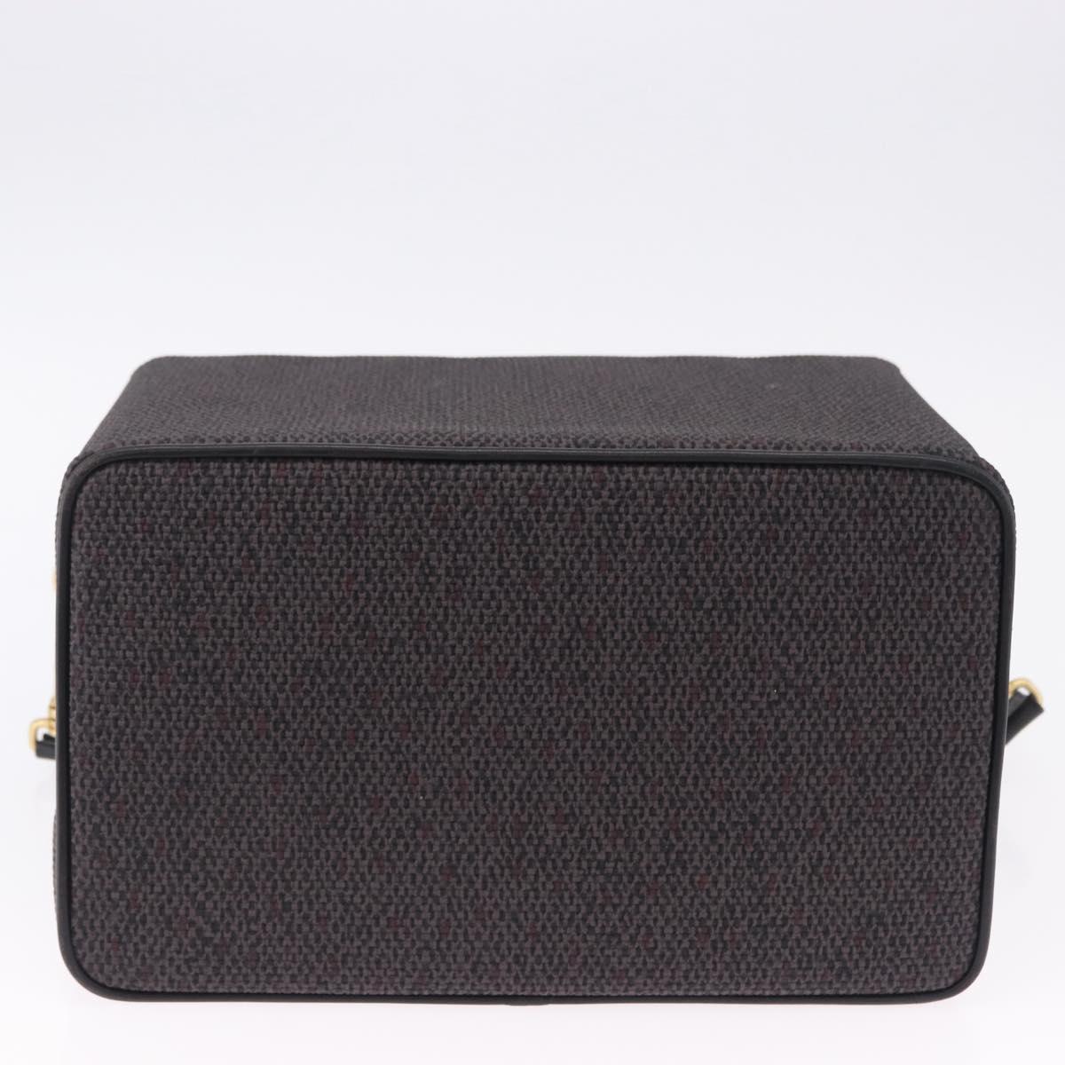 SAINT LAURENT Vanity Hand Bag Canvas 2way Black Gold Auth ka5684