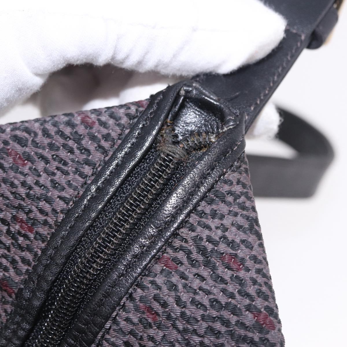 SAINT LAURENT Vanity Hand Bag Canvas 2way Black Gold Auth ka5684