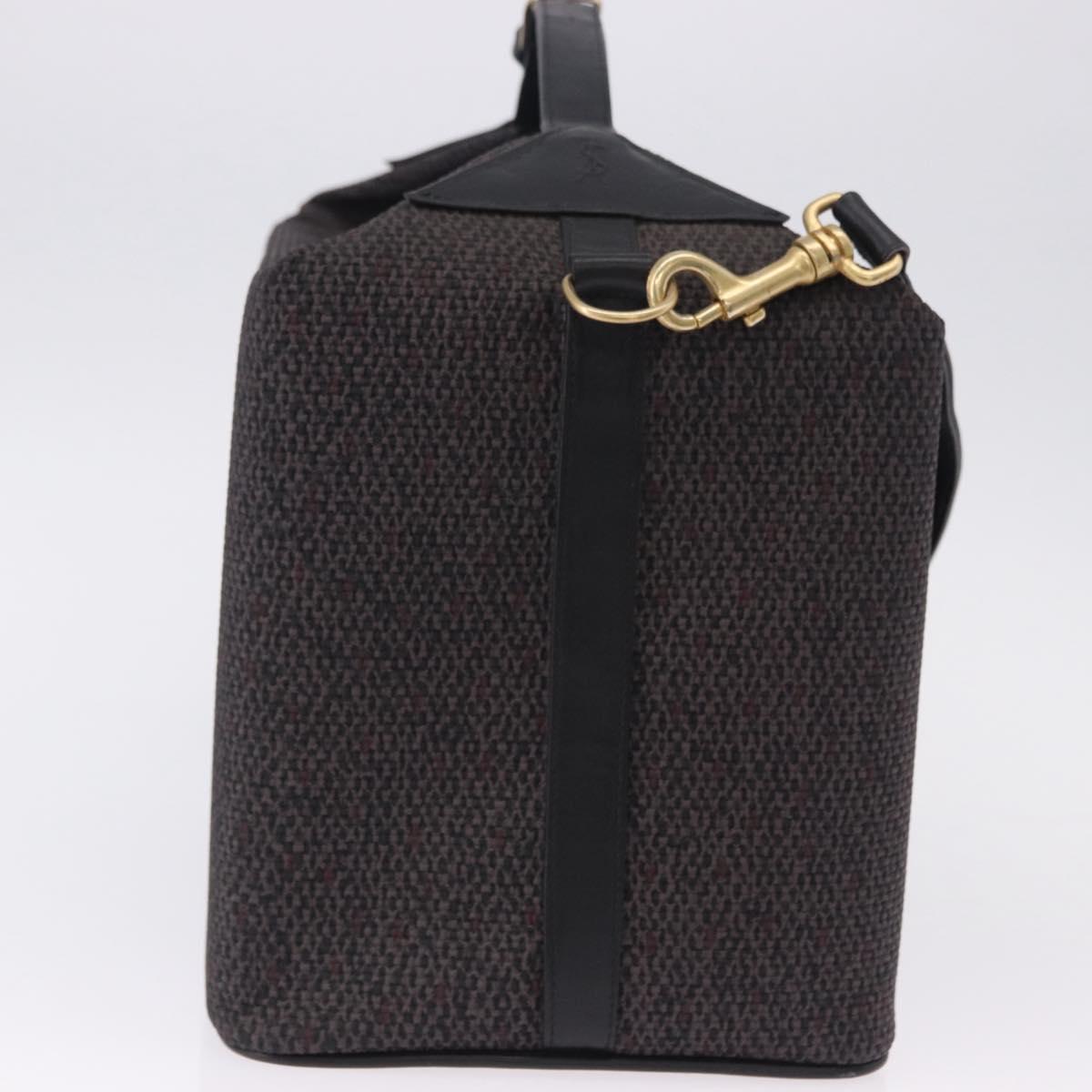 SAINT LAURENT Vanity Hand Bag Canvas 2way Black Gold Auth ka5684