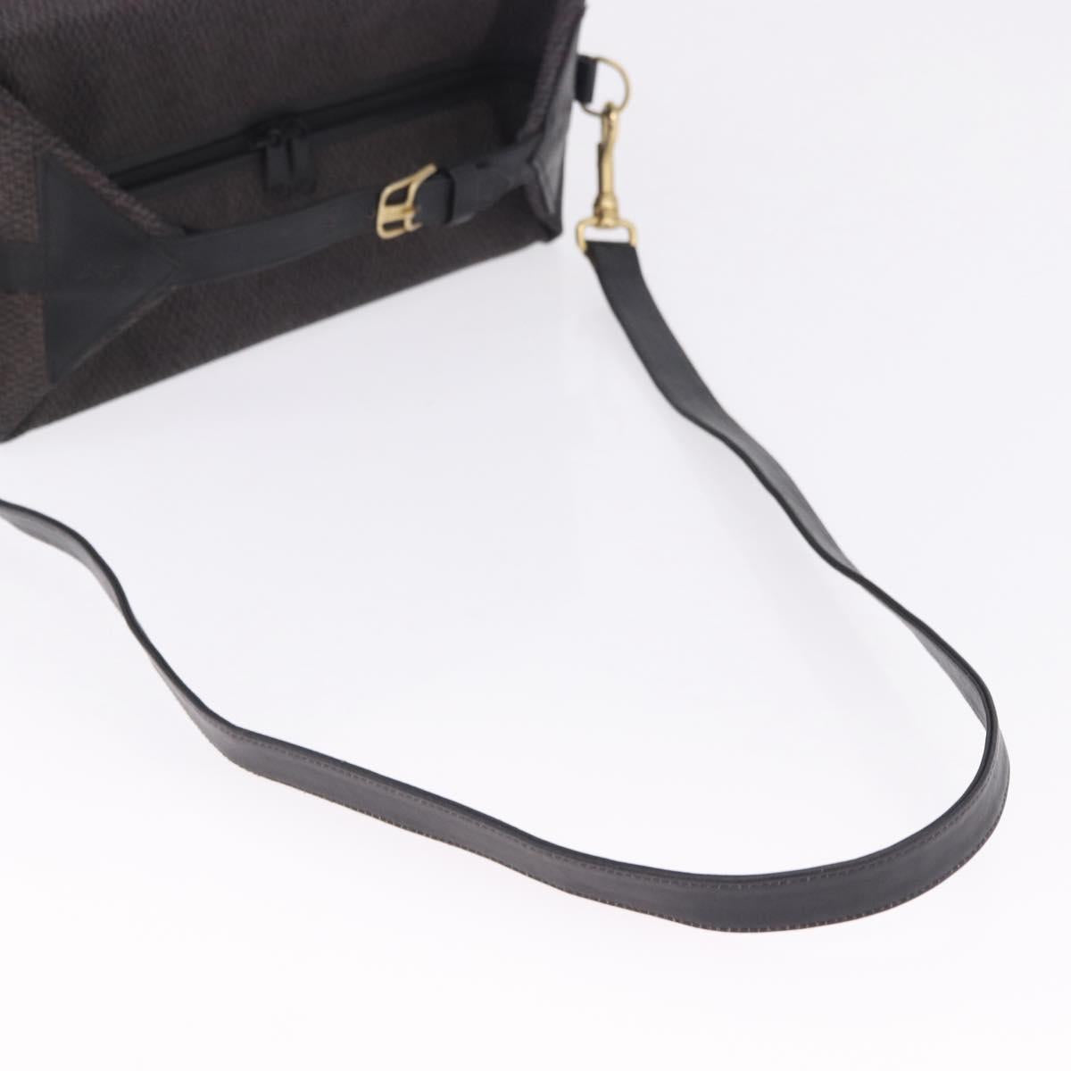 SAINT LAURENT Vanity Hand Bag Canvas 2way Black Gold Auth ka5684