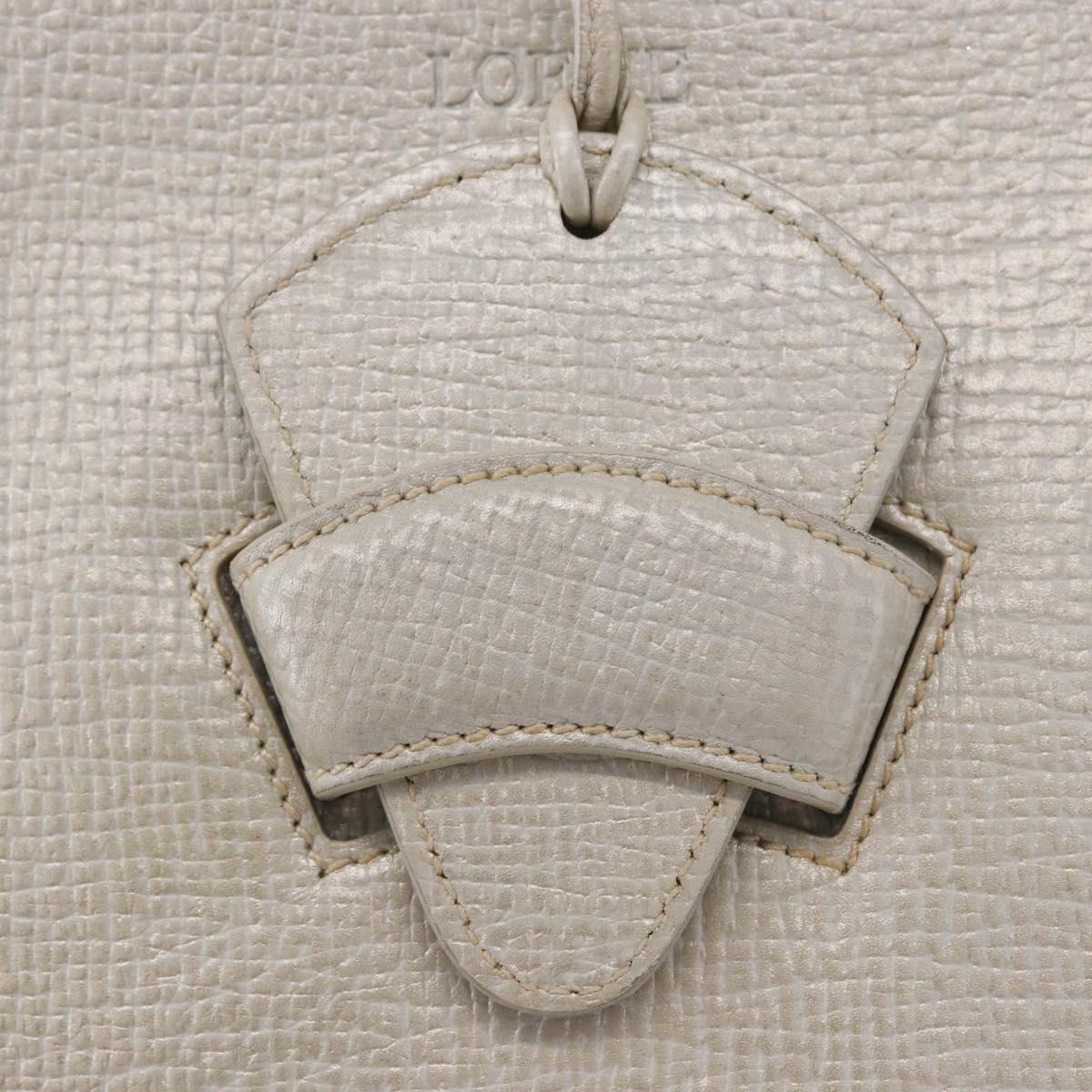 LOEWE Barcelona Hand Bag Leather 2way Silver Auth ka5685V