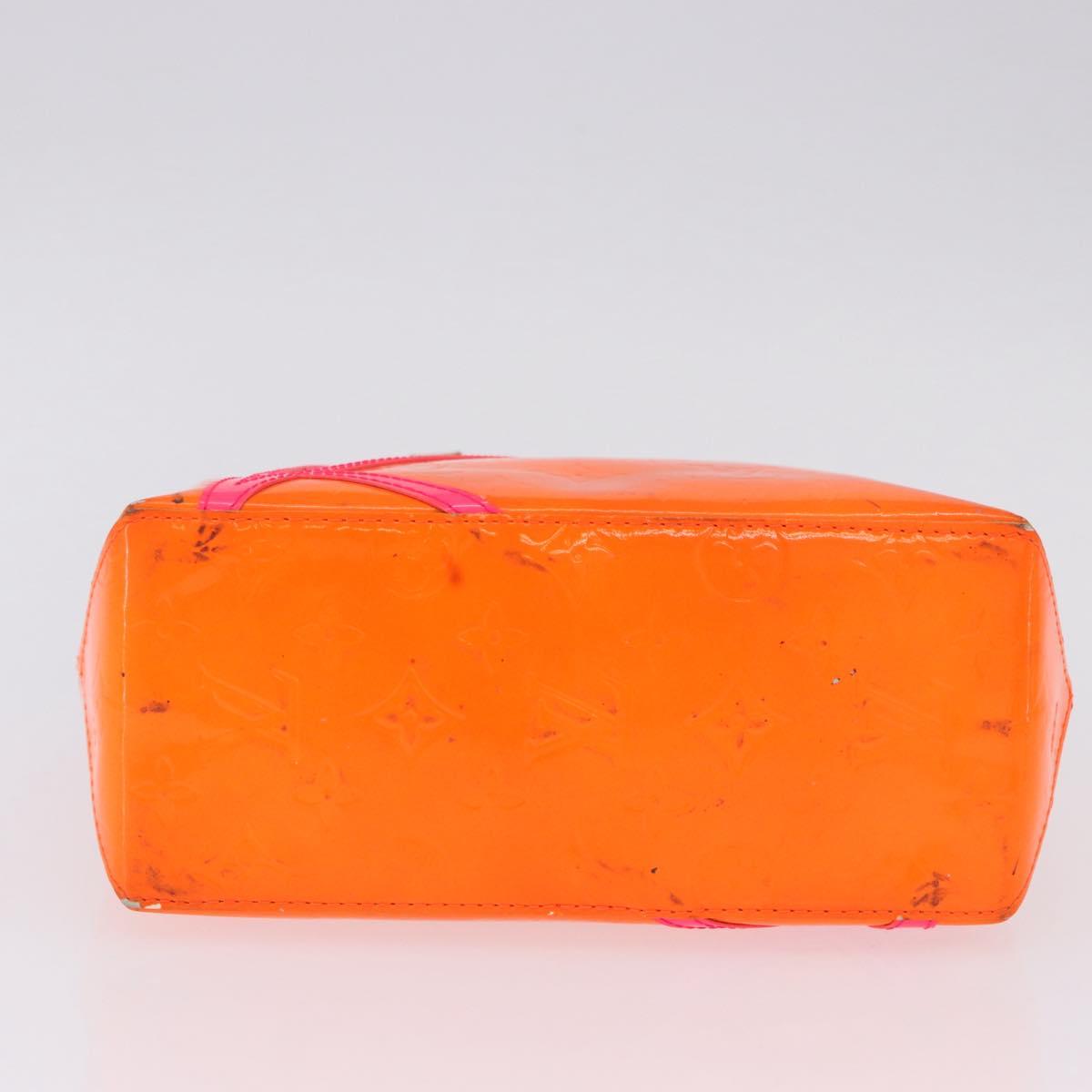 LOUIS VUITTON Monogram Vernis Fluo Reade PM Hand Bag Orange M91905 Auth ka5686
