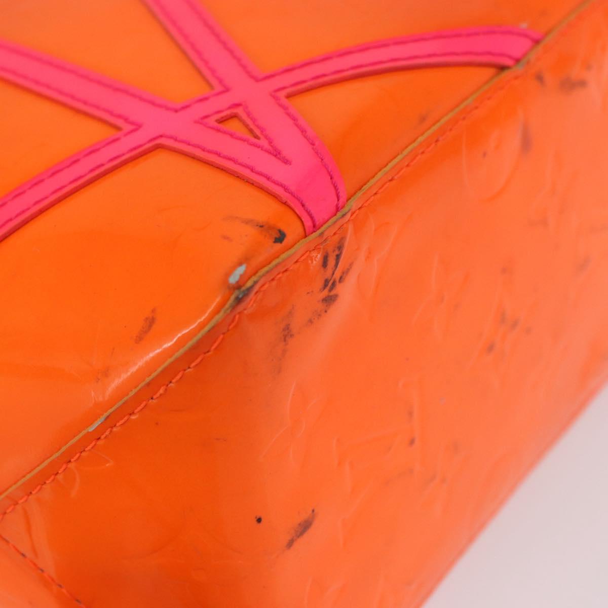 LOUIS VUITTON Monogram Vernis Fluo Reade PM Hand Bag Orange M91905 Auth ka5686