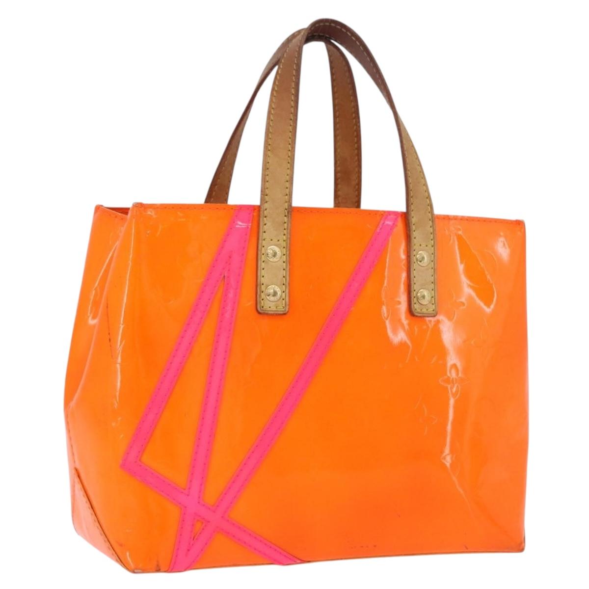 LOUIS VUITTON Monogram Vernis Fluo Reade PM Hand Bag Orange M91905 Auth ka5686