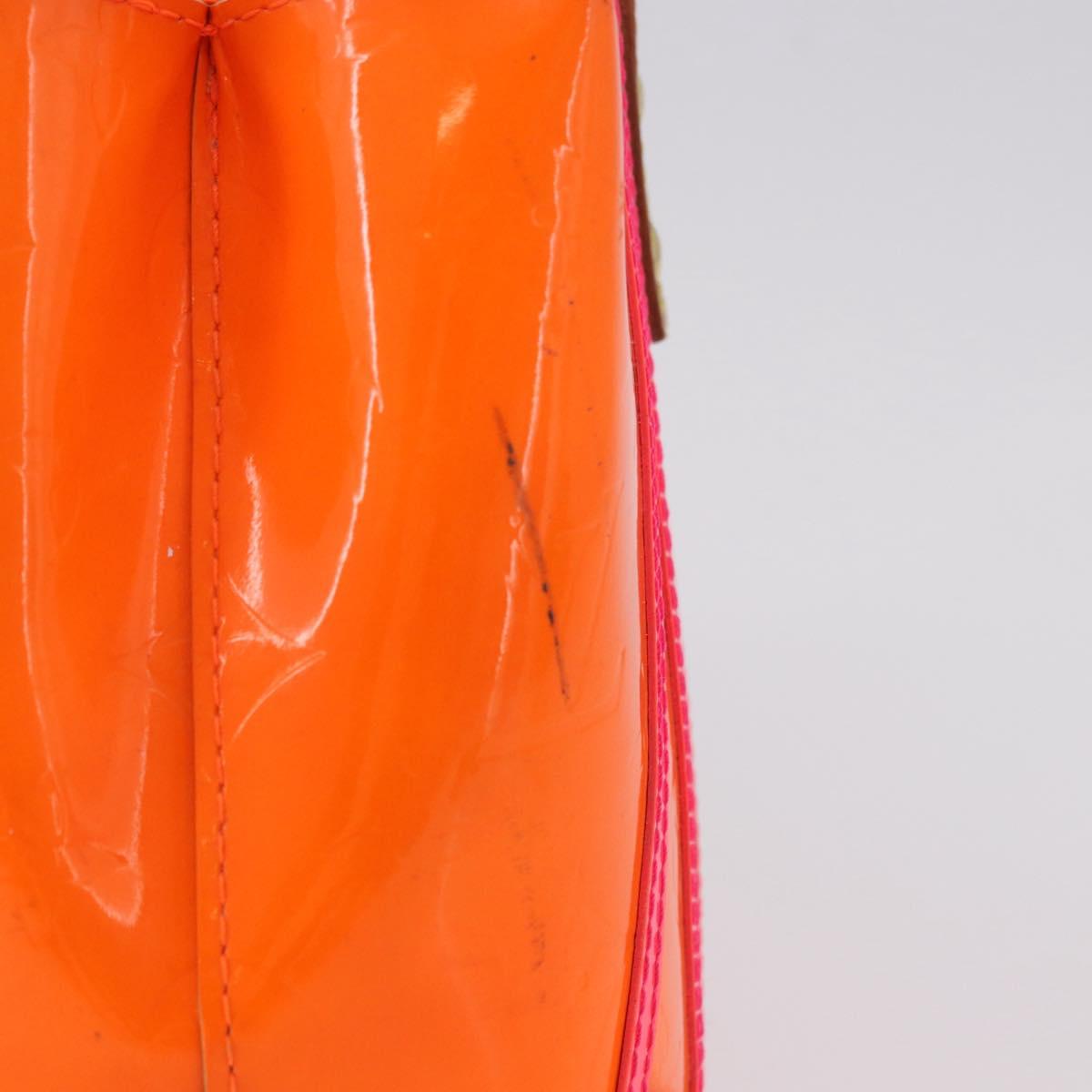 LOUIS VUITTON Monogram Vernis Fluo Reade PM Hand Bag Orange M91905 Auth ka5686